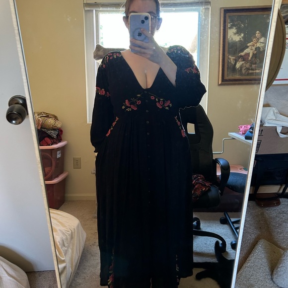 SOLD Free People Embroidered Day Glow Midi Dress - Picture 3 of 6